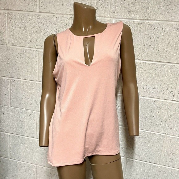 women’s EXPRESS peach blouse large keyhole front sleeveless T2 2875 - Picture 5 of 6